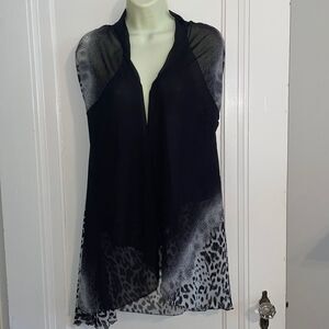 Gena polyester chiffon‎ black & white wrap scarf